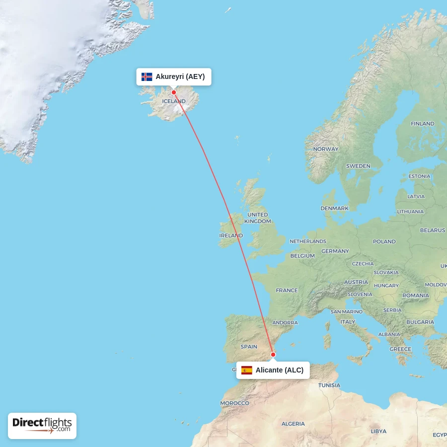 AEY - ALC route map