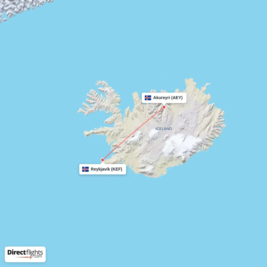 AEY - KEF route map