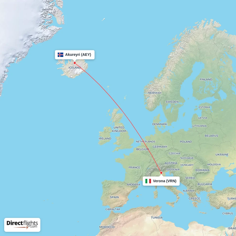 AEY - VRN route map