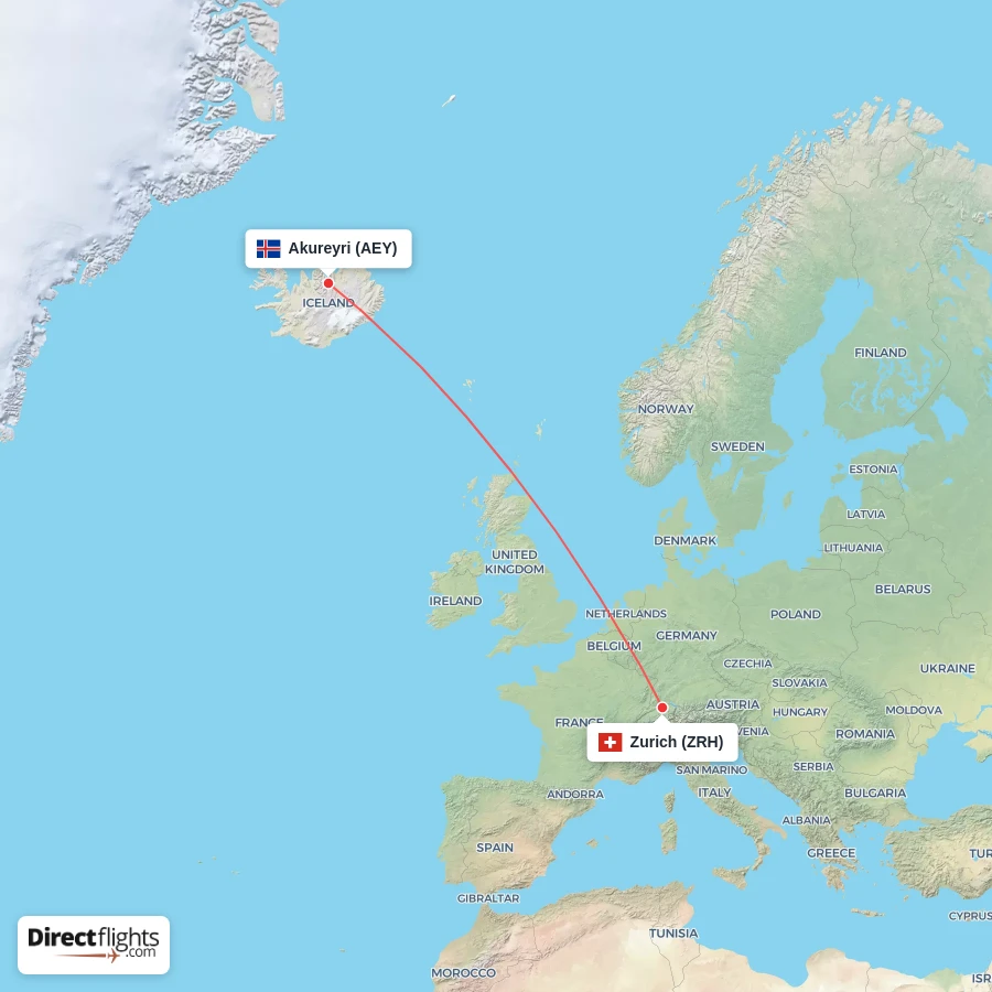 AEY - ZRH route map
