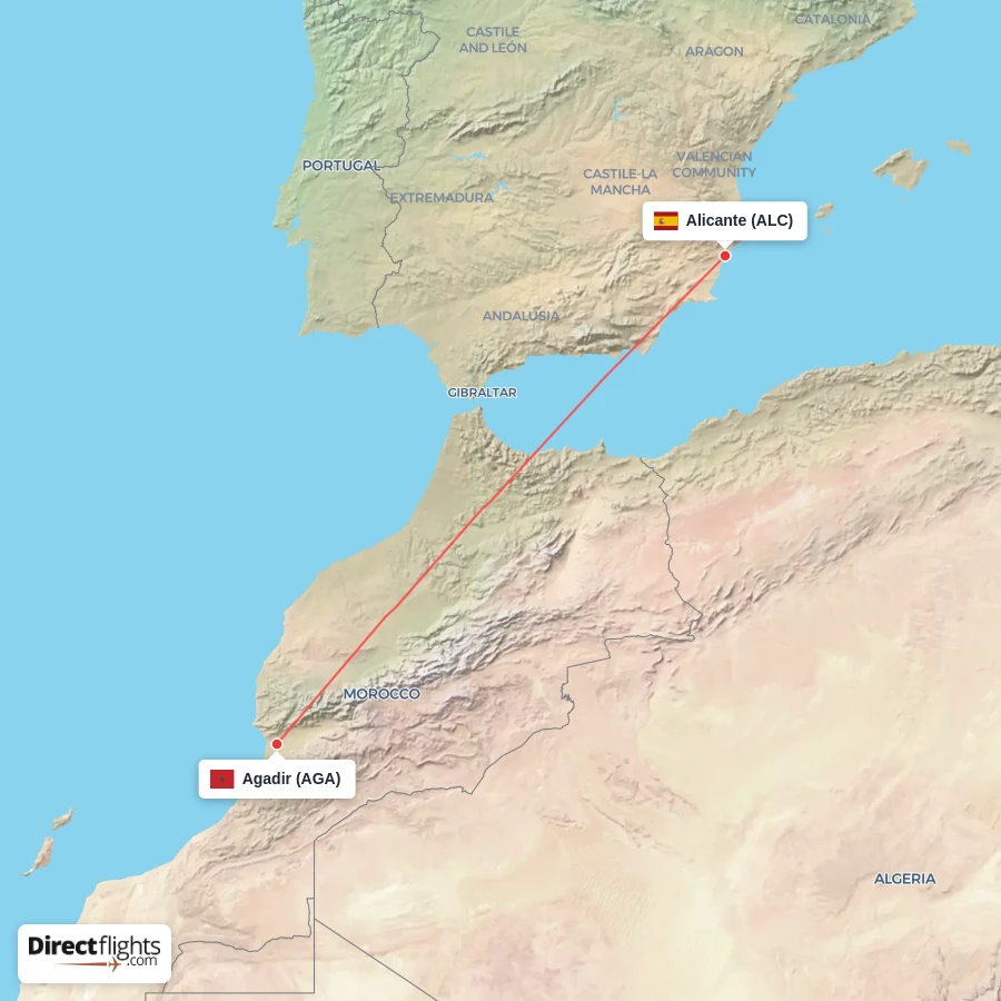 AGA - ALC route map