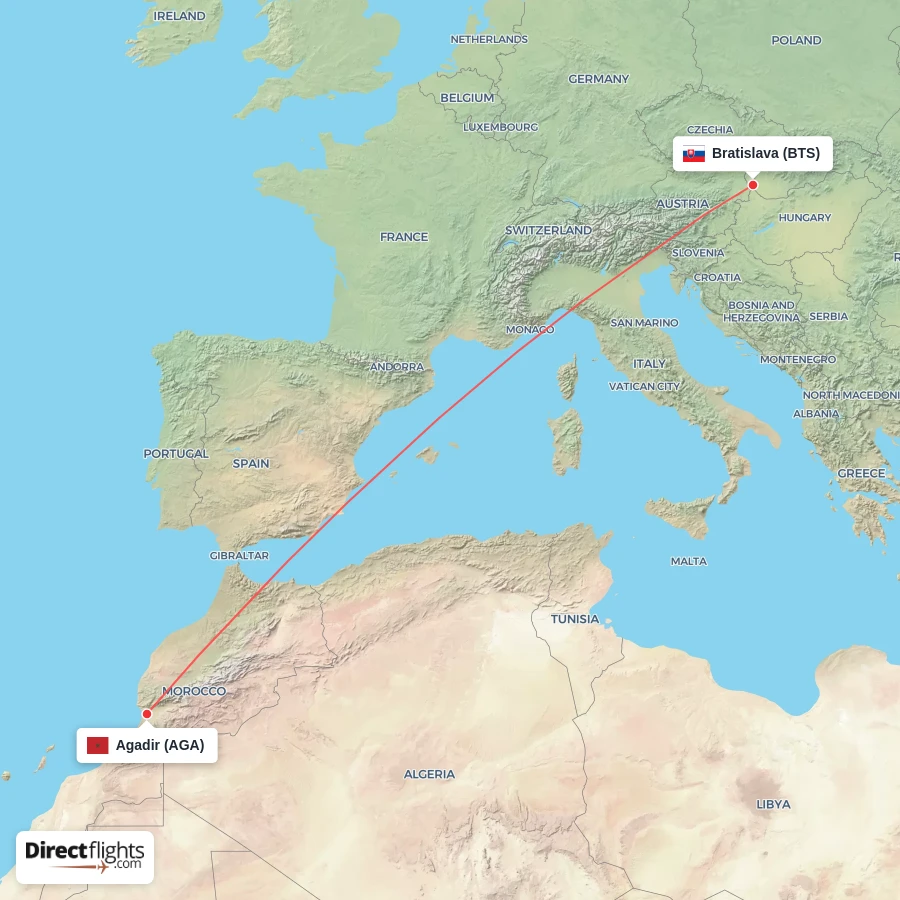AGA - BTS route map