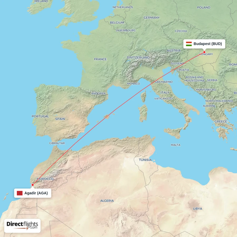 AGA - BUD route map