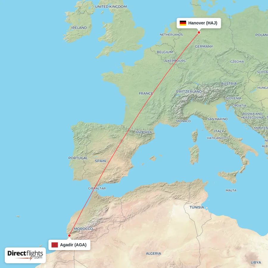 AGA - HAJ route map