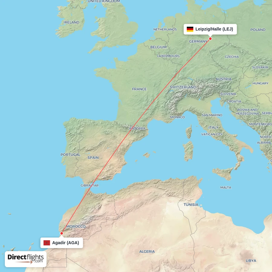 AGA - LEJ route map