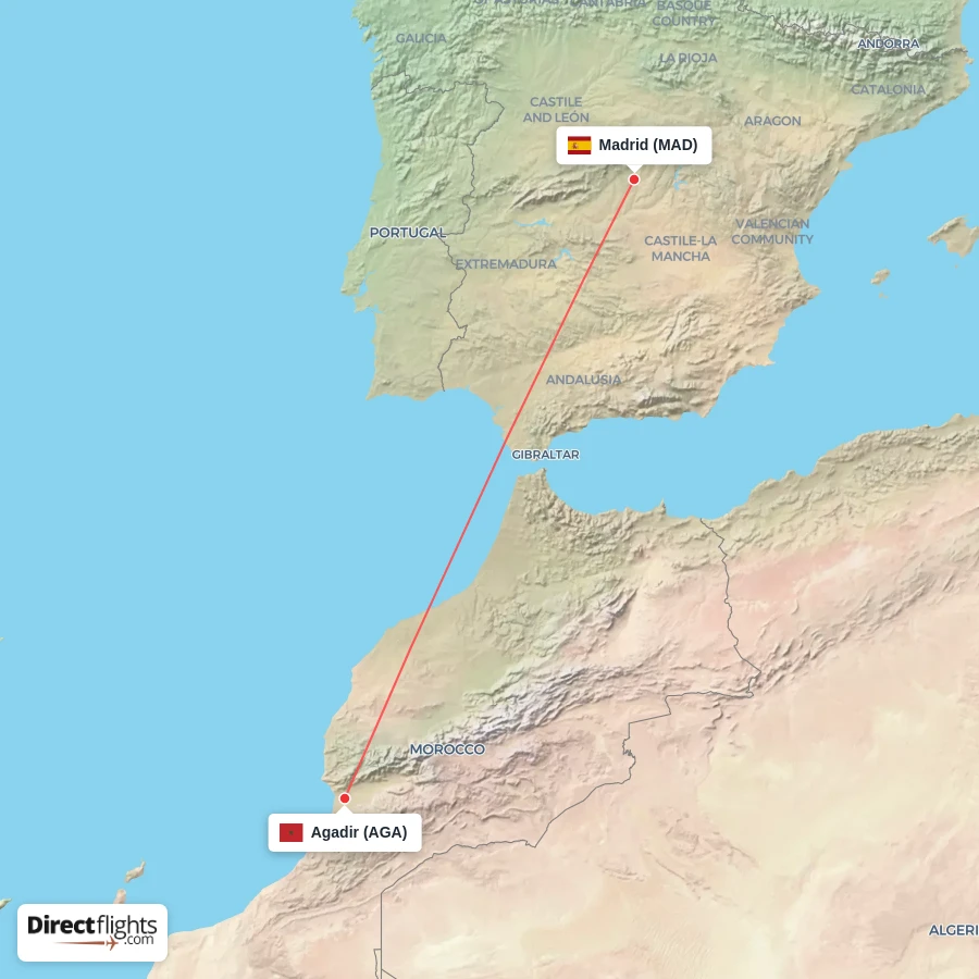 AGA - MAD route map