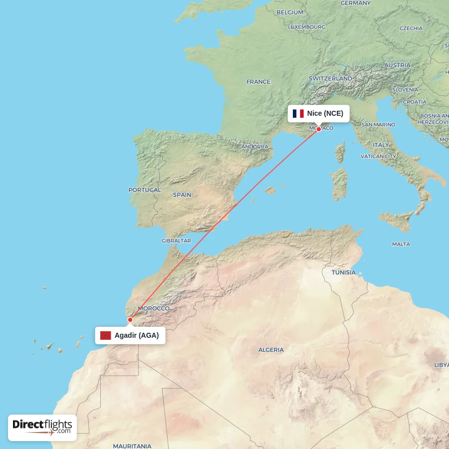 AGA - NCE route map