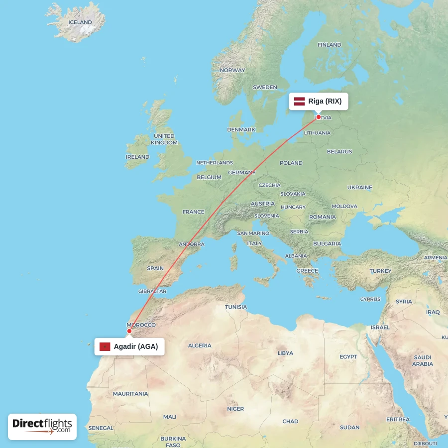 AGA - RIX route map
