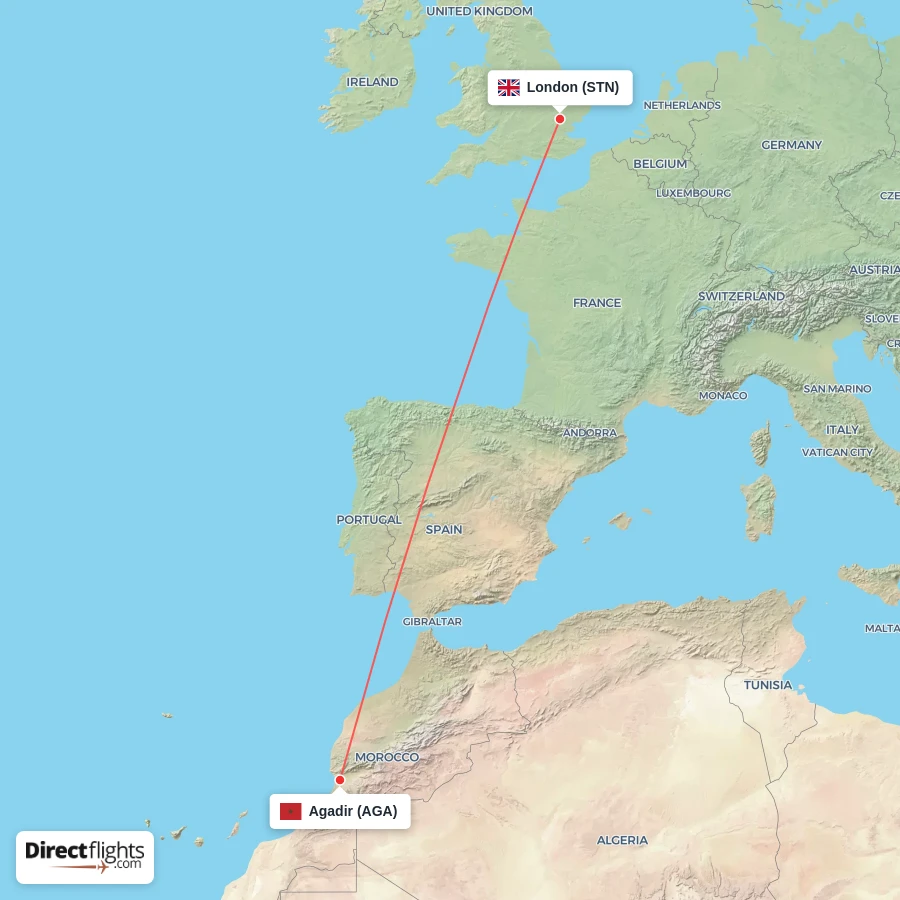 AGA - STN route map