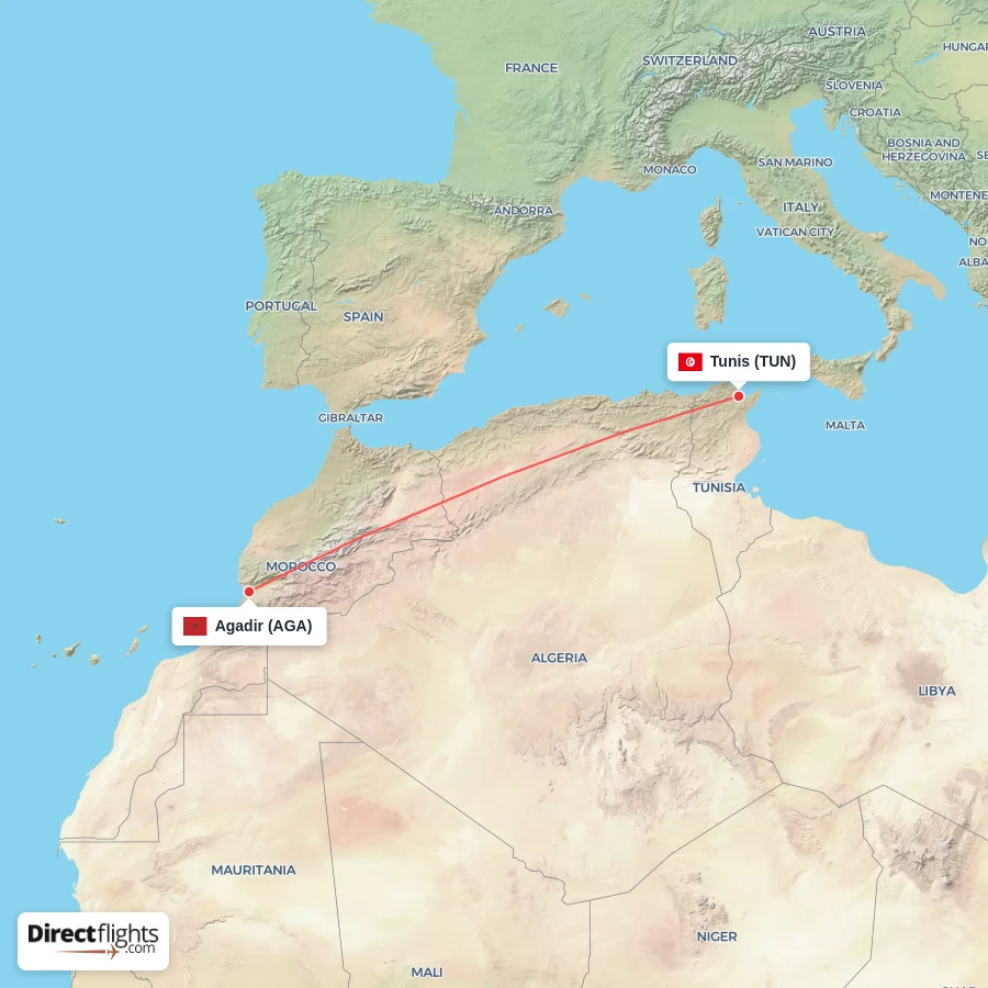 AGA - TUN route map