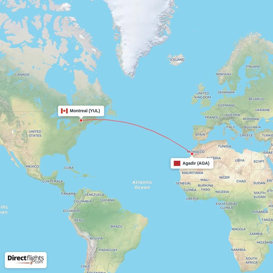 AGA - YUL route map
