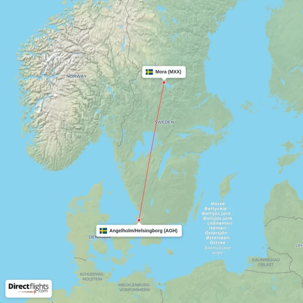 Angelholm/Helsingborg - Mora direct flight map