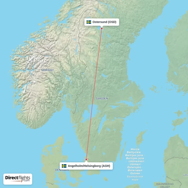 Angelholm/Helsingborg - Ostersund direct flight map