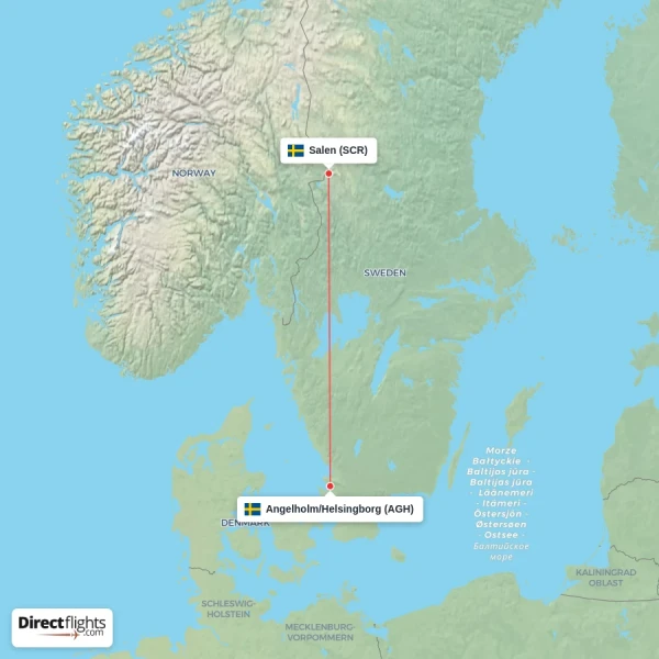 Angelholm/Helsingborg - Salen direct flight map