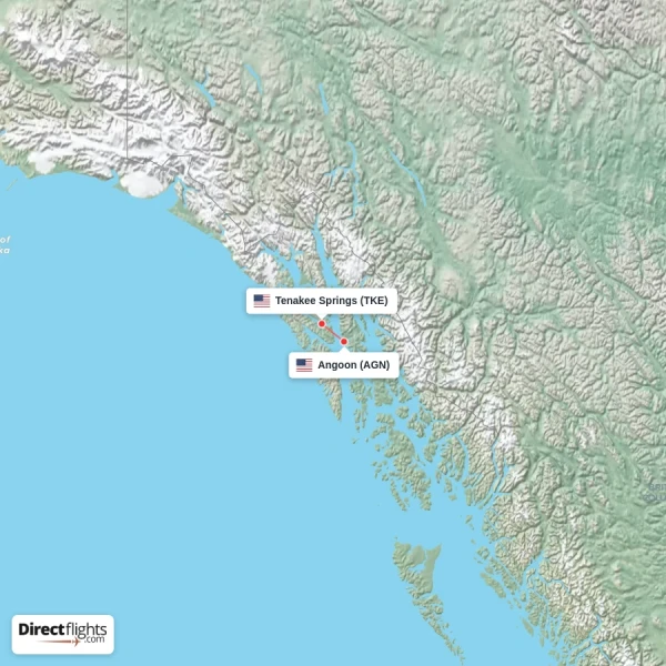 Angoon - Tenakee Springs direct flight map