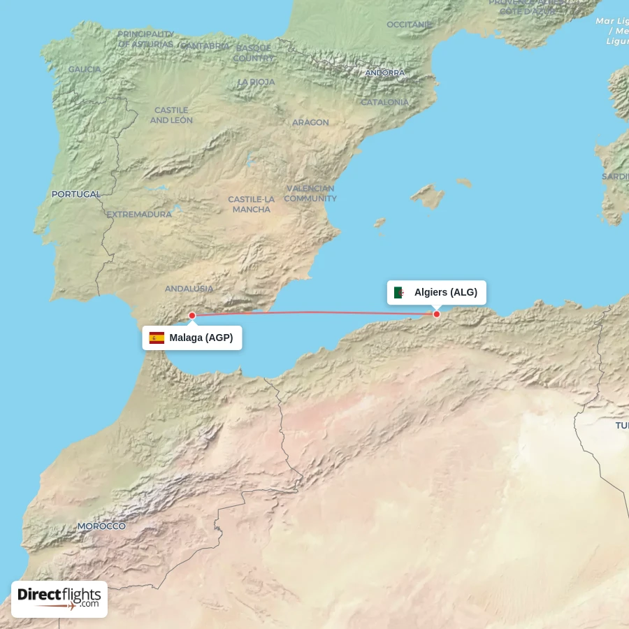 AGP - ALG route map