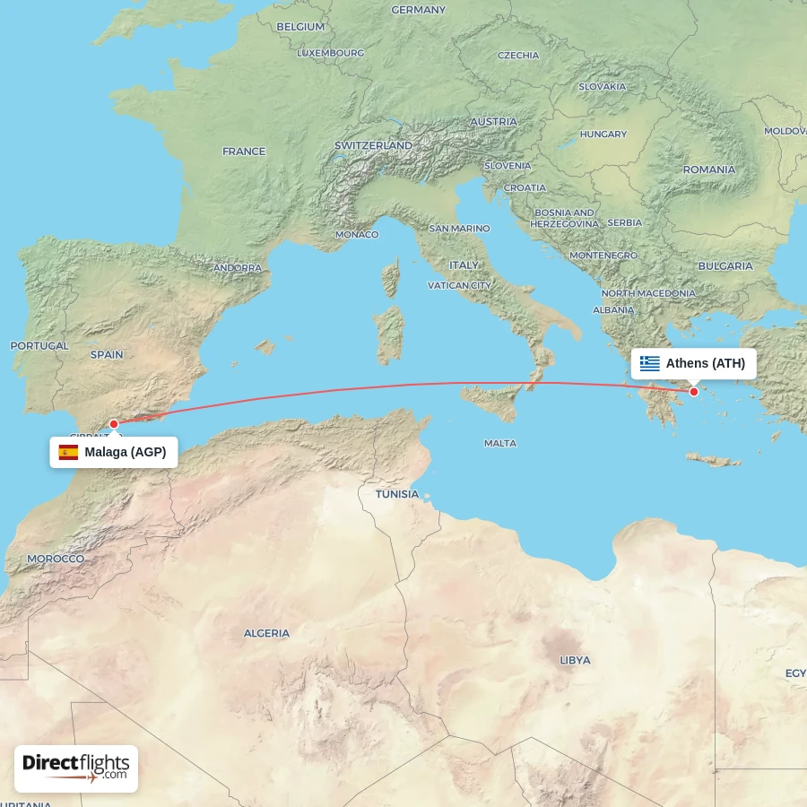 AGP - ATH route map