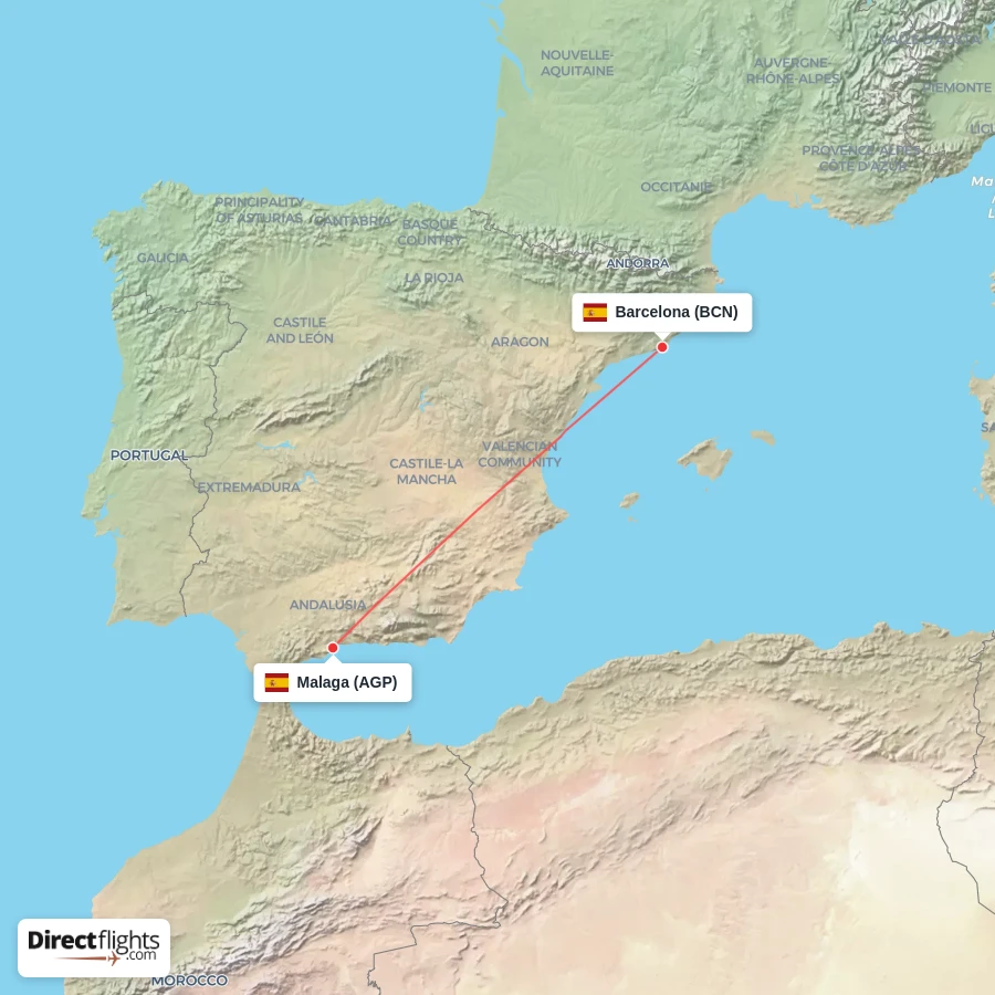 AGP - BCN route map