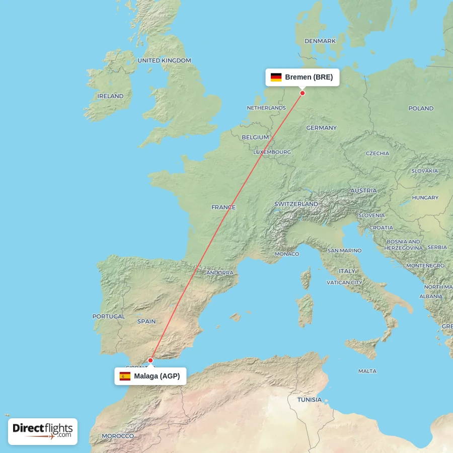 AGP - BRE route map