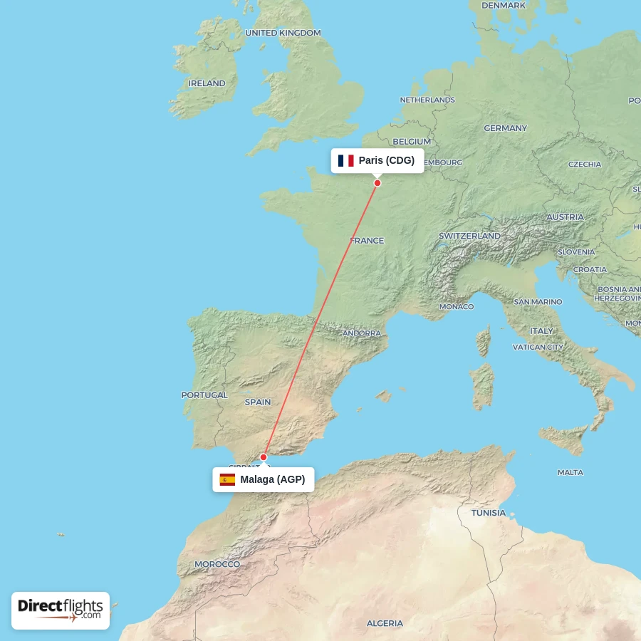 AGP - CDG route map