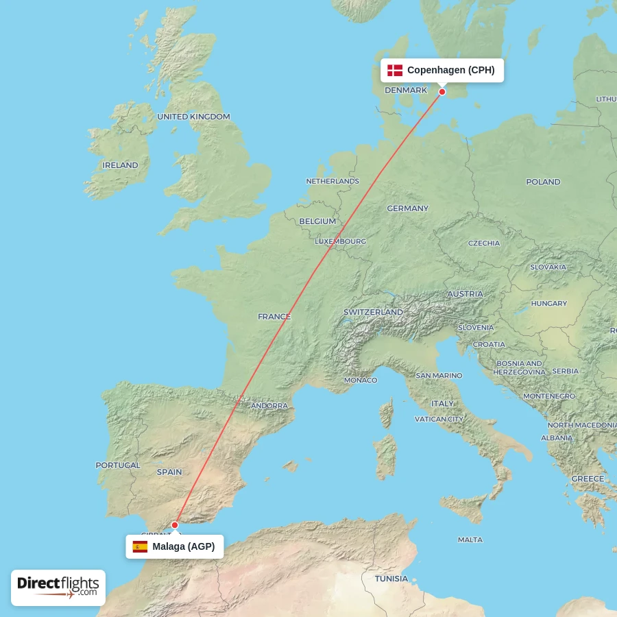 AGP - CPH route map