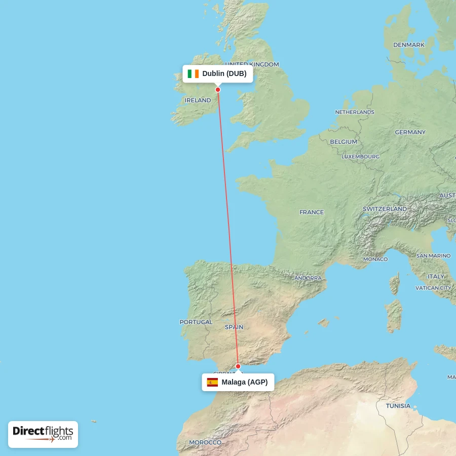 AGP - DUB route map