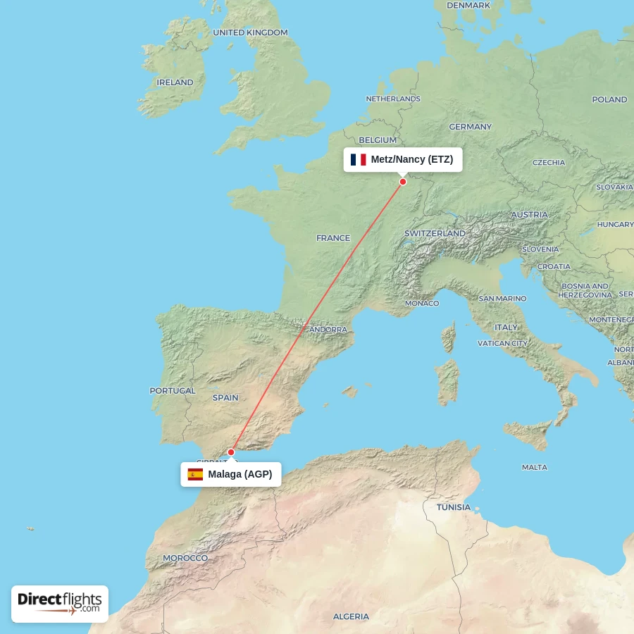 AGP - ETZ route map
