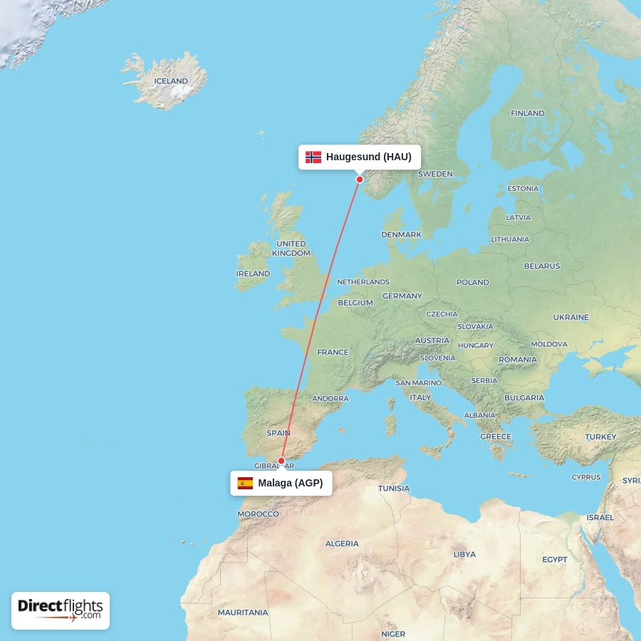 AGP - HAU route map