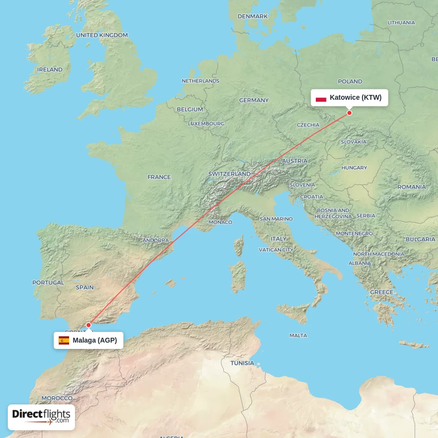 AGP - KTW route map
