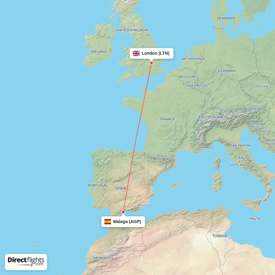 AGP - LTN route map