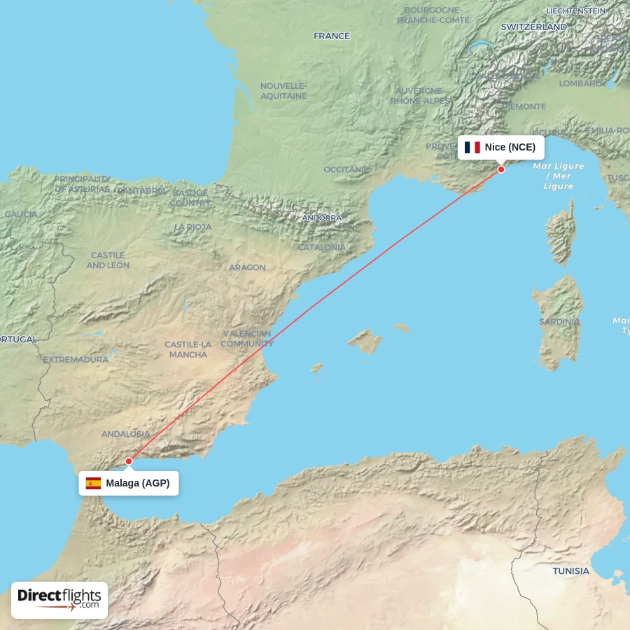 AGP - NCE route map