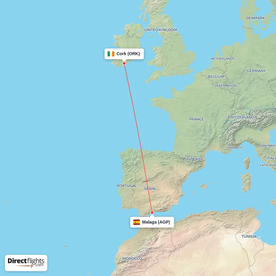 AGP - ORK route map