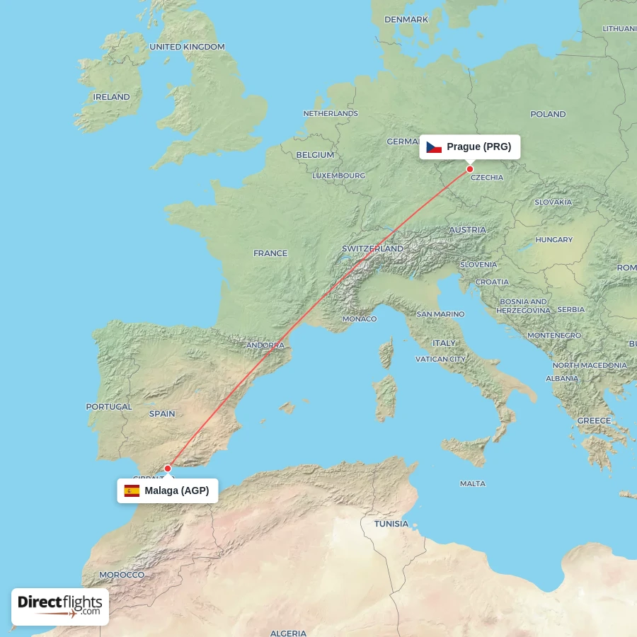 AGP - PRG route map