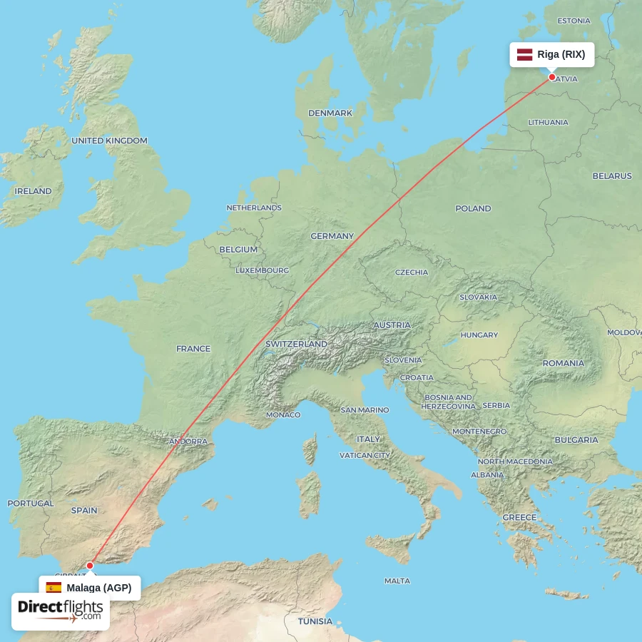 AGP - RIX route map