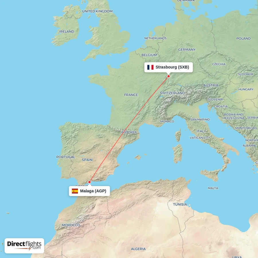 AGP - SXB route map