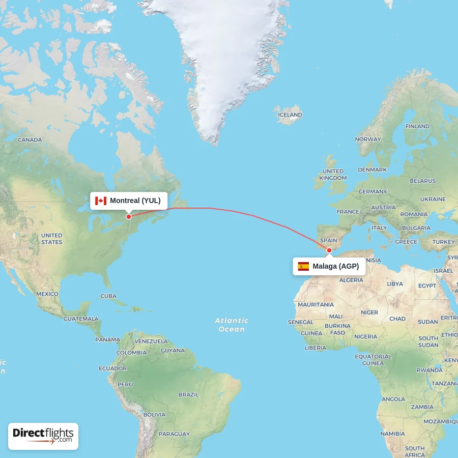AGP - YUL route map