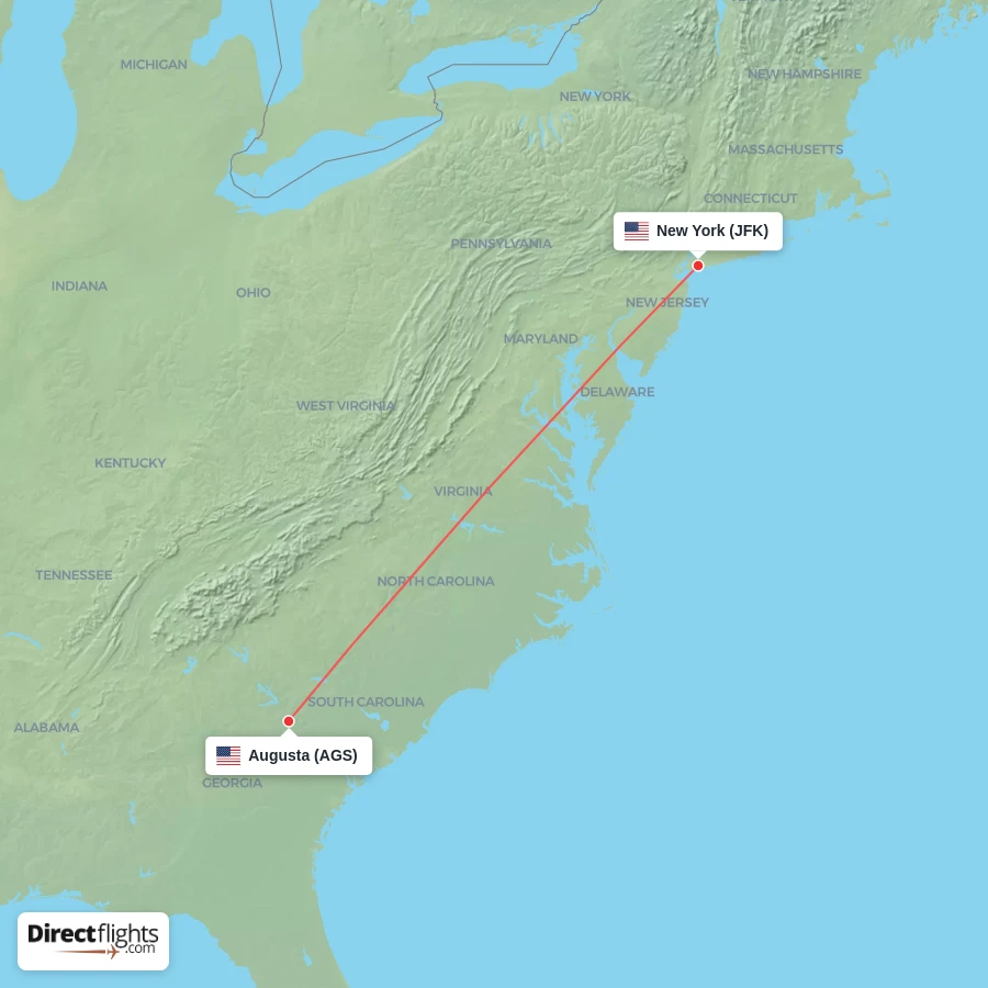 AGS - JFK route map
