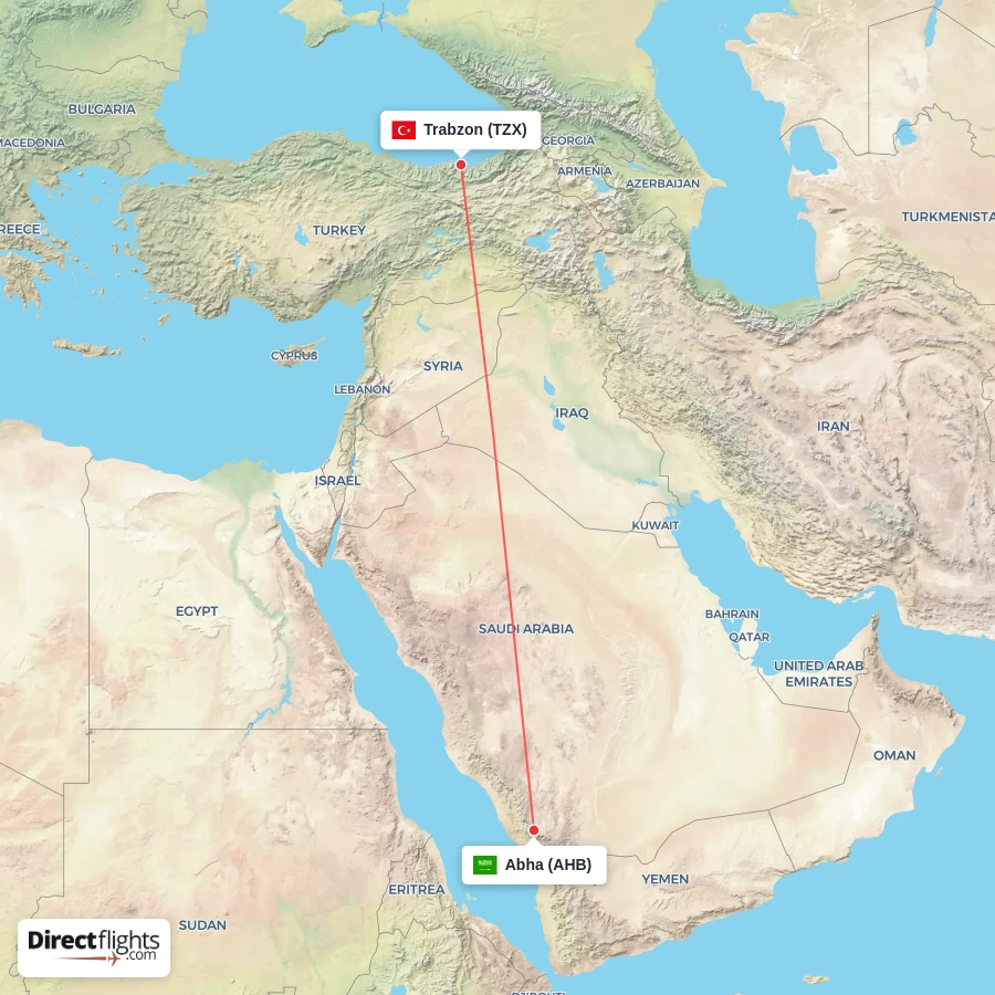 AHB - TZX route map