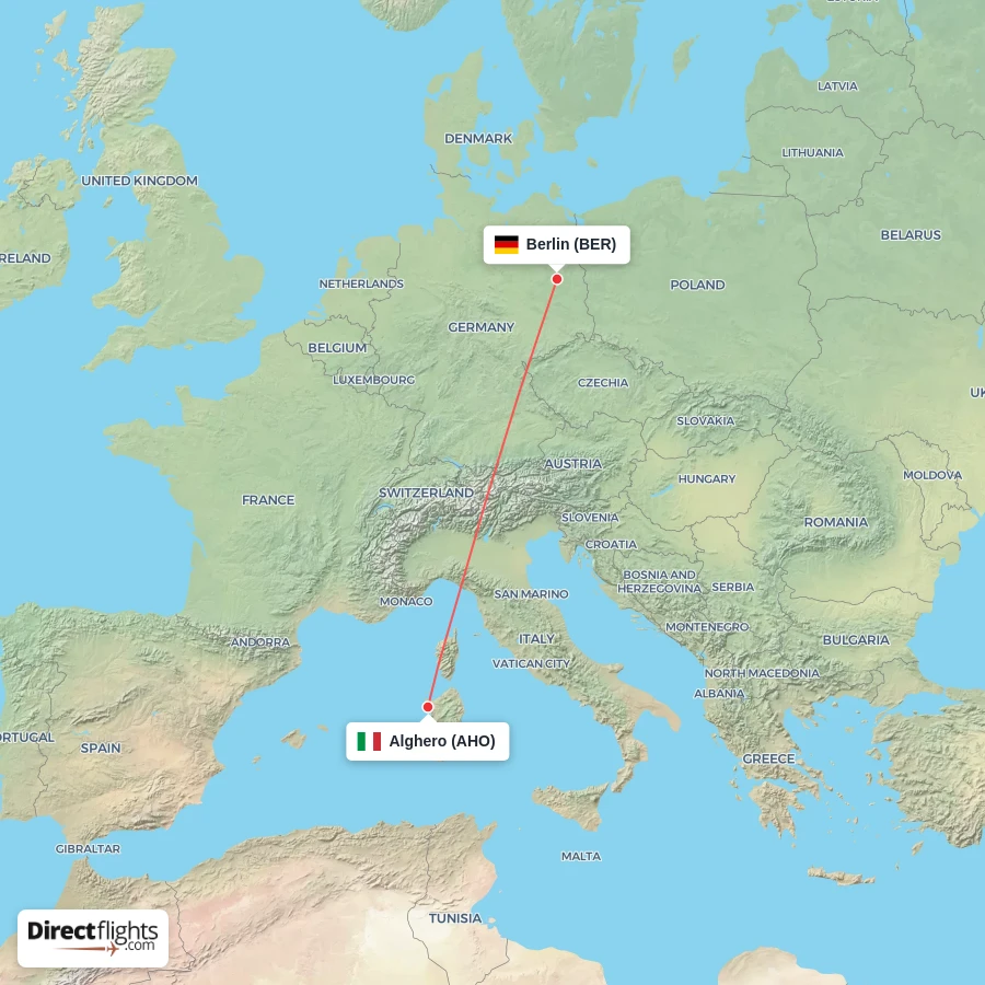 AHO - BER route map