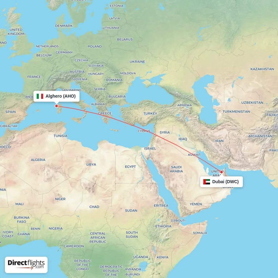 AHO - DWC route map