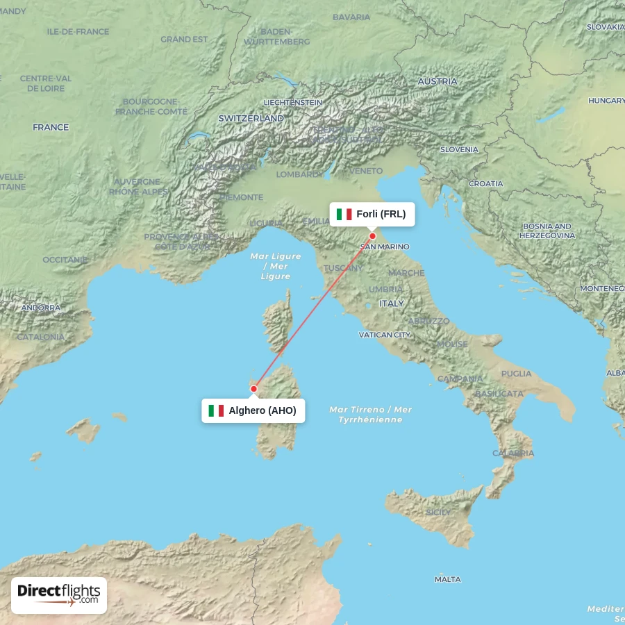 AHO - FRL route map