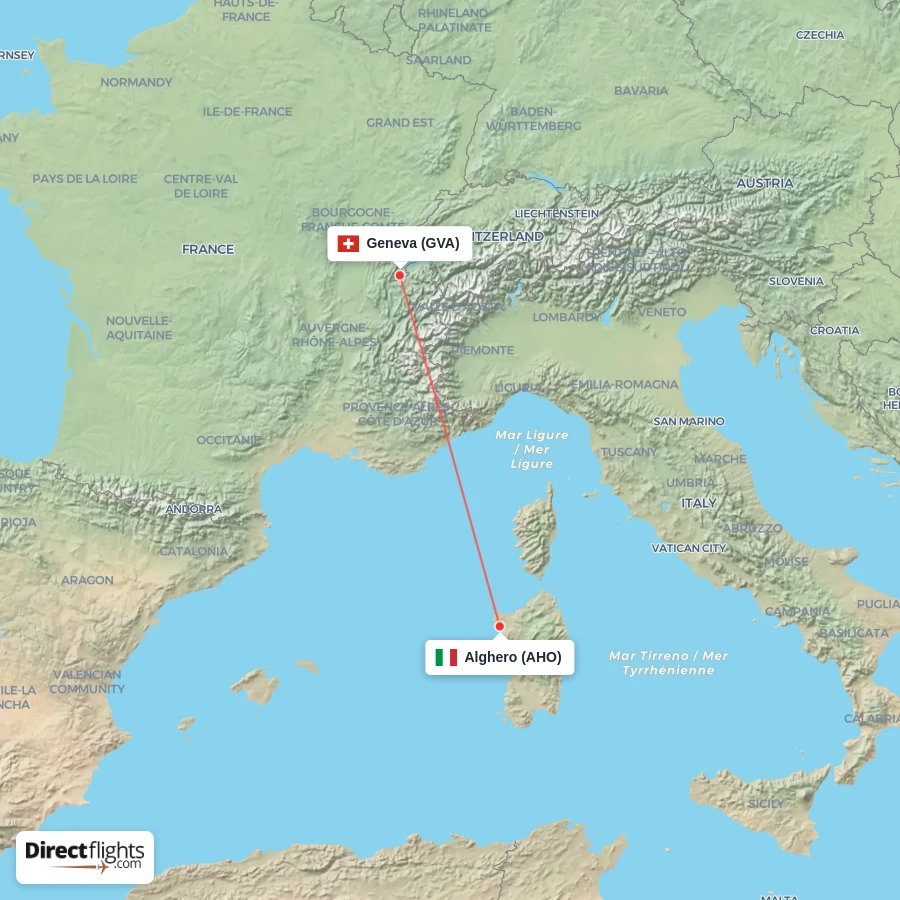 AHO - GVA route map