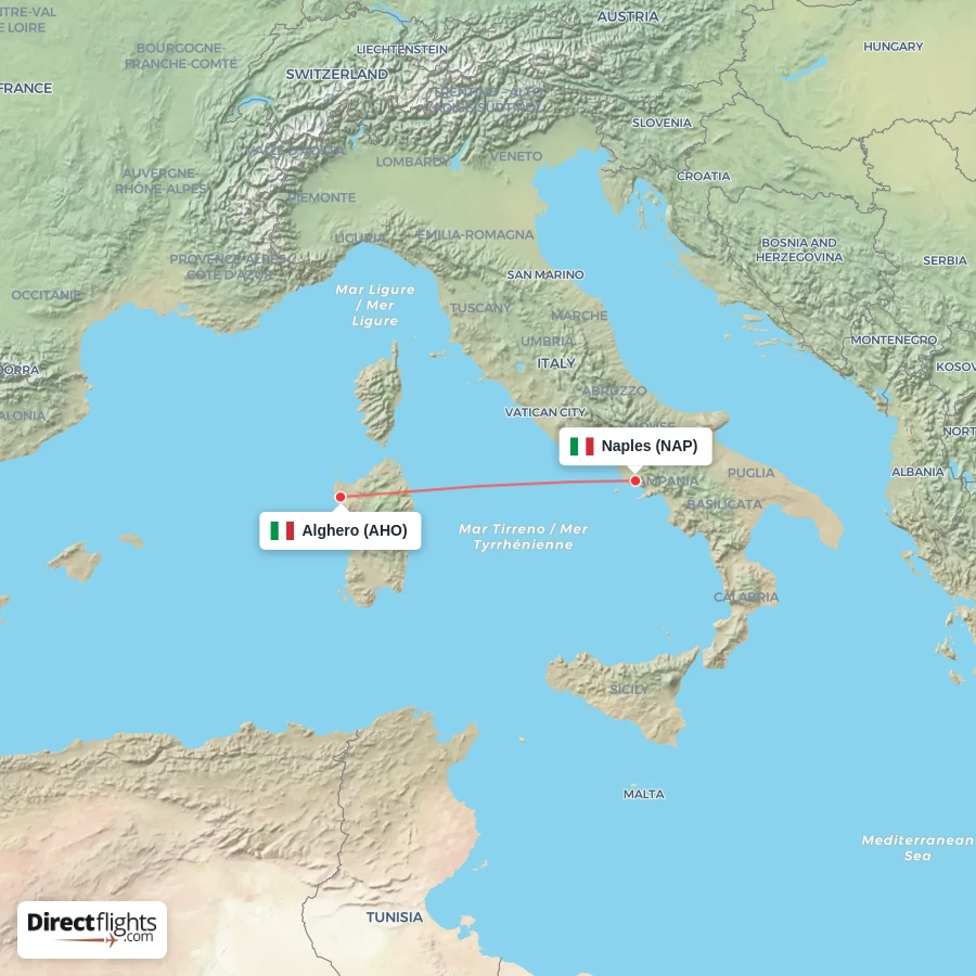 AHO - NAP route map