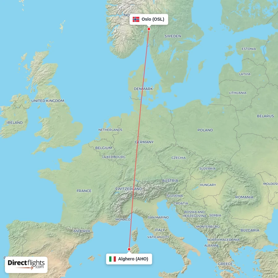 AHO - OSL route map
