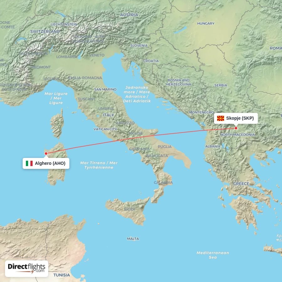 AHO - SKP route map