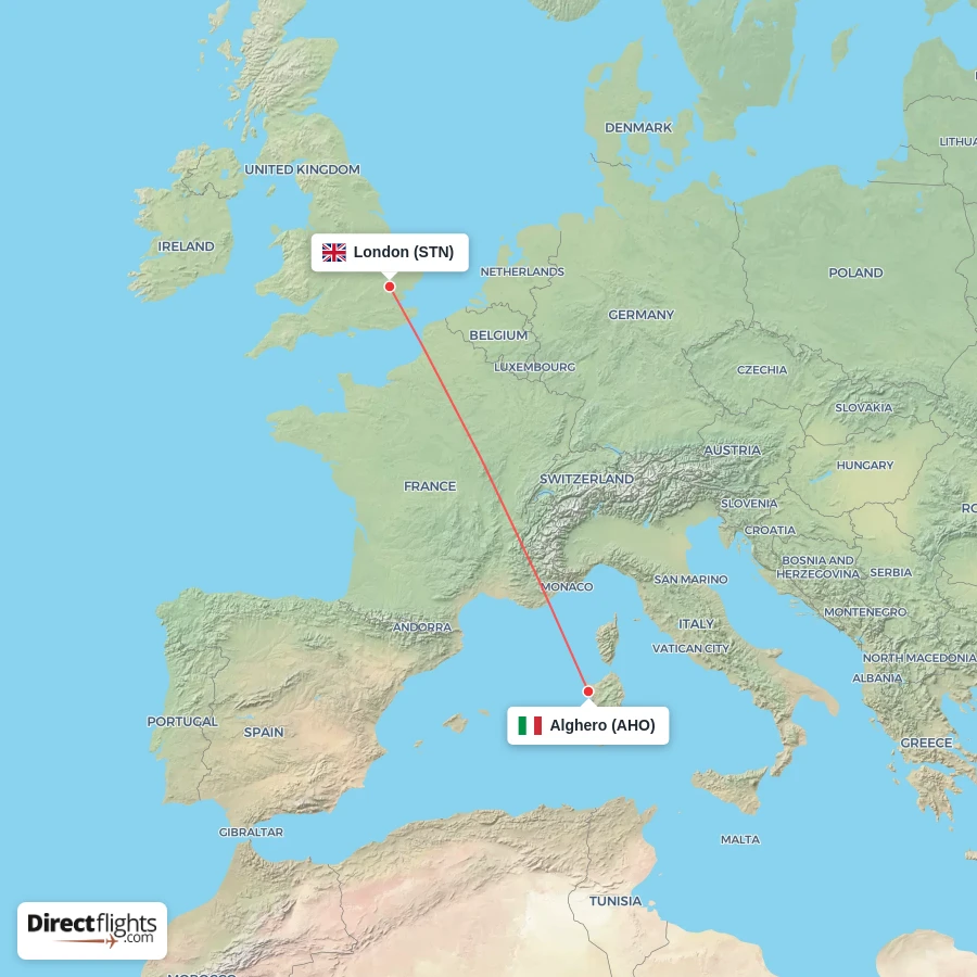 AHO - STN route map
