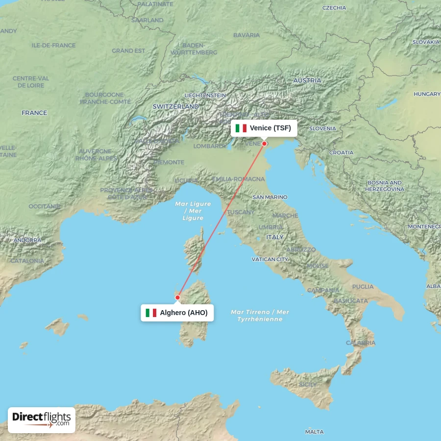 AHO - TSF route map