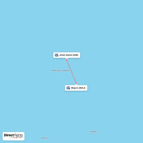 Ailuk Island - Majuro direct flight map