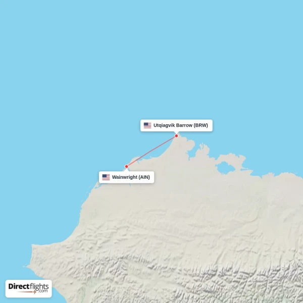 Wainwright - Utqiagvik Barrow direct flight map