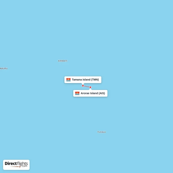 Arorae Island - Tamana Island direct flight map